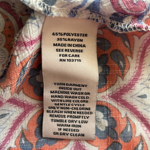 Nanette Lepore Blue & Pink Print, Flutter sleeve, V Neck, Button Down Top, XS - Picture 4 of 4